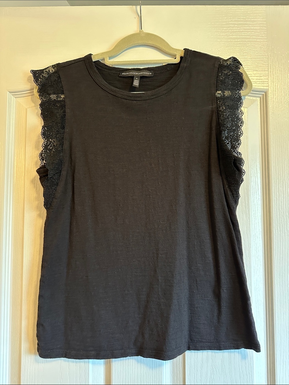 White House Black Market Black Lace-Trim Sleeveless Tank